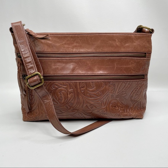 The Sak Bags The Sak Tobacco Floral Embossed Reseda Leather Crossbody Bag Large Poshmark